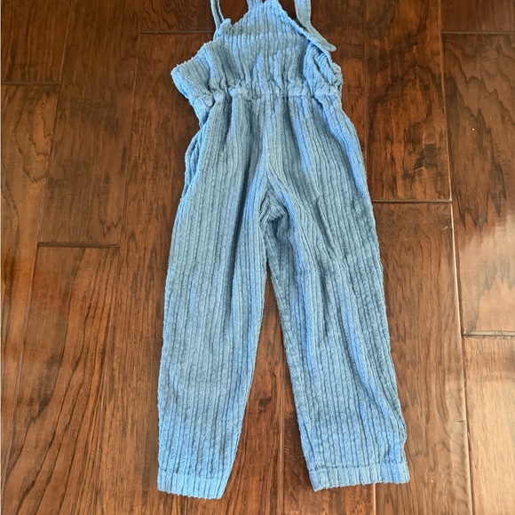 Light Blue Ribbed velvet  Kids One-Piece Overalls - Picture 4 of 5
